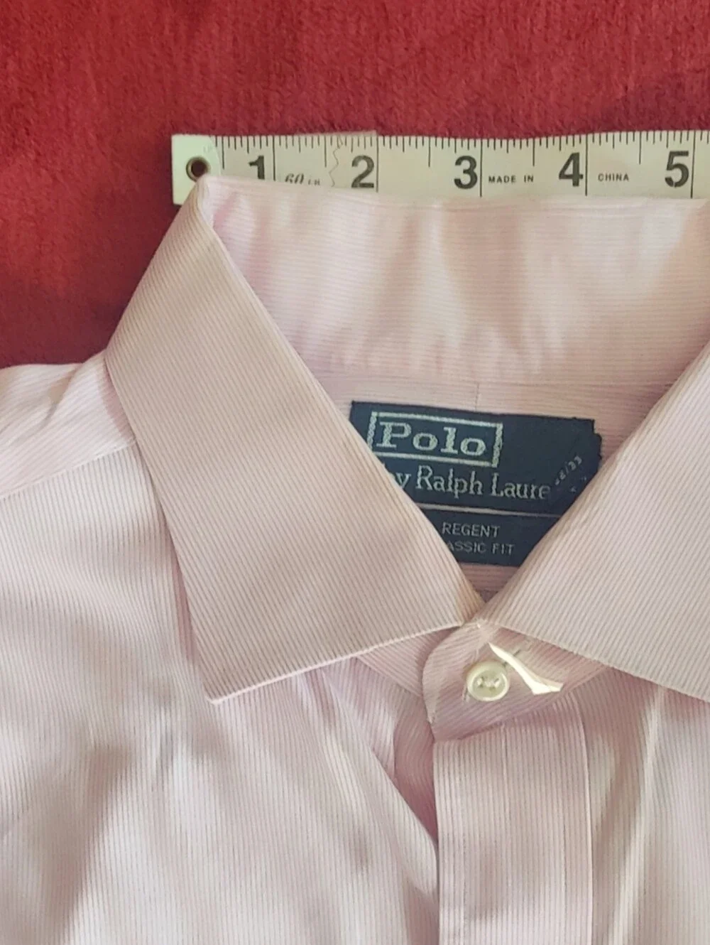 Polo Ralph Lauren Regent Mens Classic Fit Dress Shirt Pink White Stripe 17 32-33